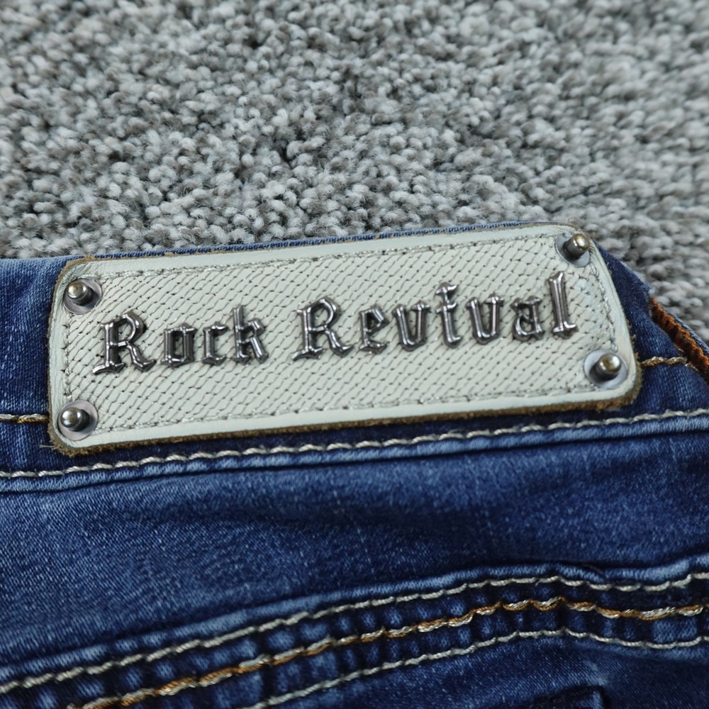 Rock Revival Jeans Womens 30 Dark Blue Denim Pants Easy Boot Betty Flare Stretch - Picture 14 of 15